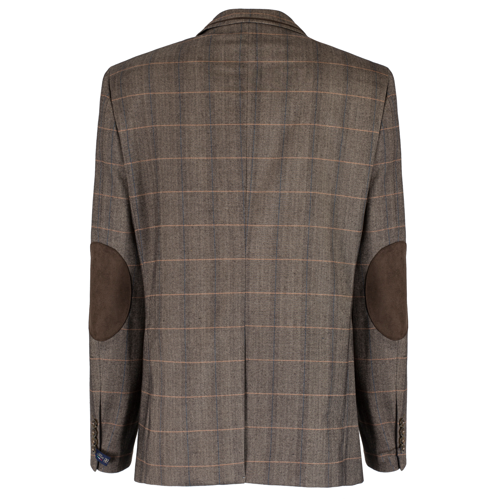 Cavani Mens Formal Blazer Designer Suit Jacket Tweed Brown Blue Elbow